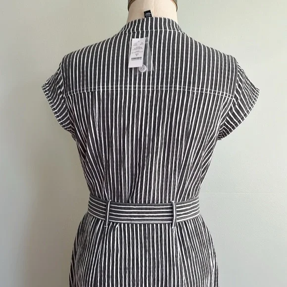 White House Black Market Gray and White Striped Utility Midi Dress - Picture 8 of 16
